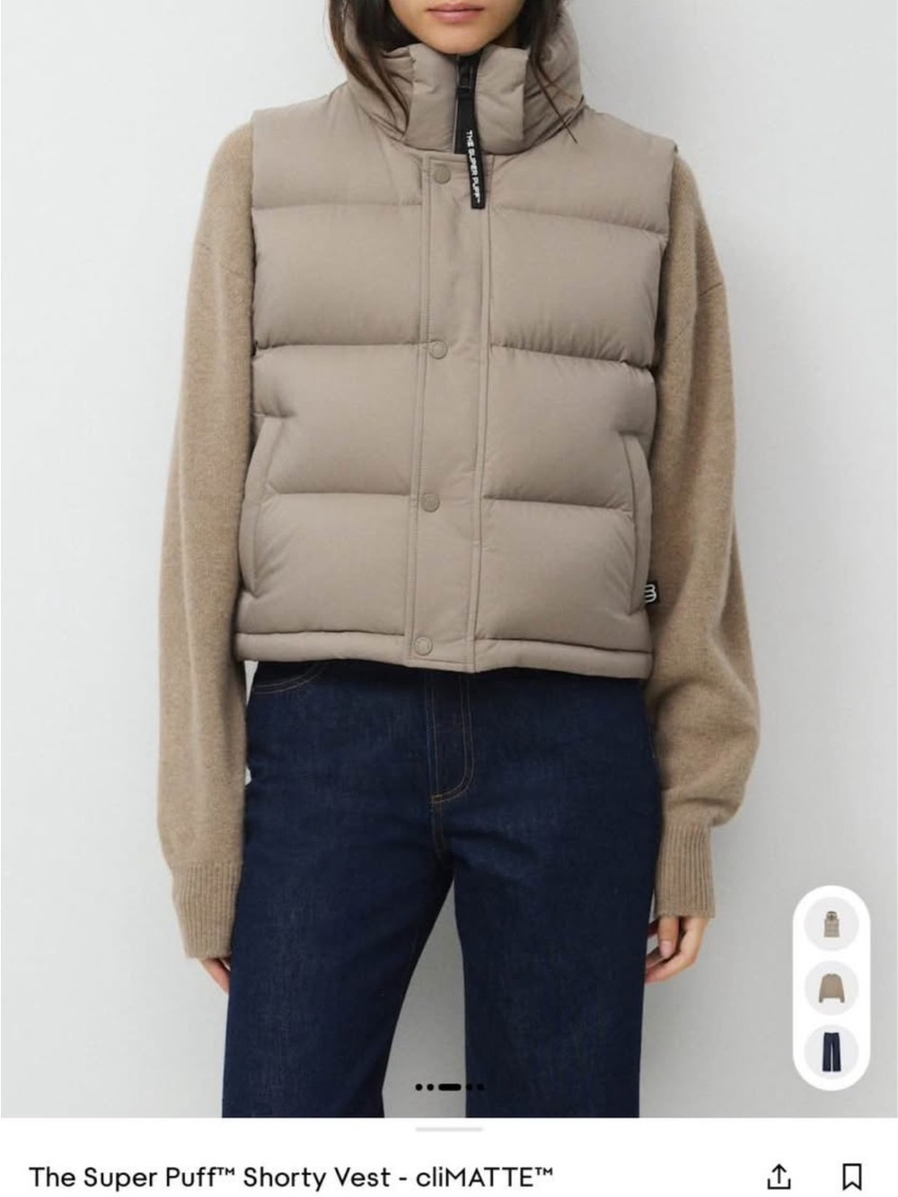 Aritzia Short Puffer Vest in Taupe